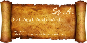 Szilágyi Archibáld névjegykártya